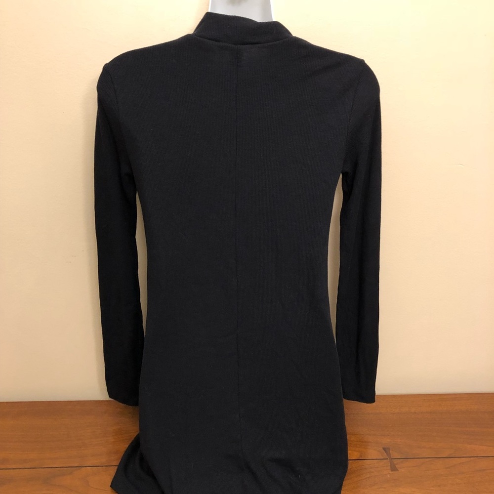 Mock Neck Ribbed Black Longsleeve Dress